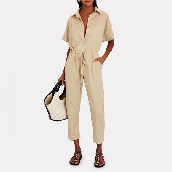 Enza Costa / cotton utility jumpsuit in beige khaki size 0 extra Small - Picture 6 of 9